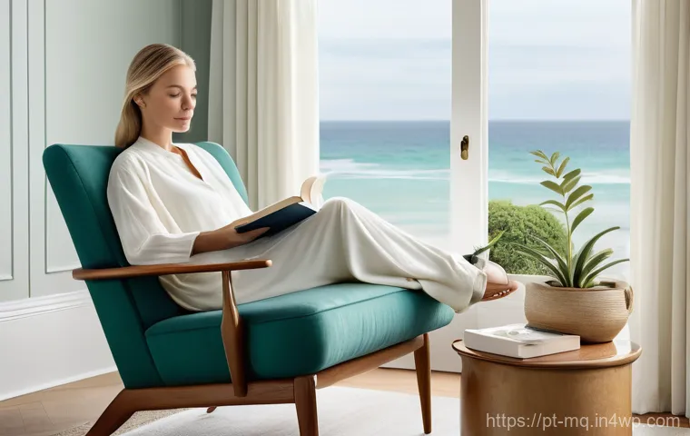 컬러테라피와 집단 치료의 효과 - **Prompt 1: Serene Coastal Retreat for Reflection**
"An indoor scene depicting a tranquil and el...